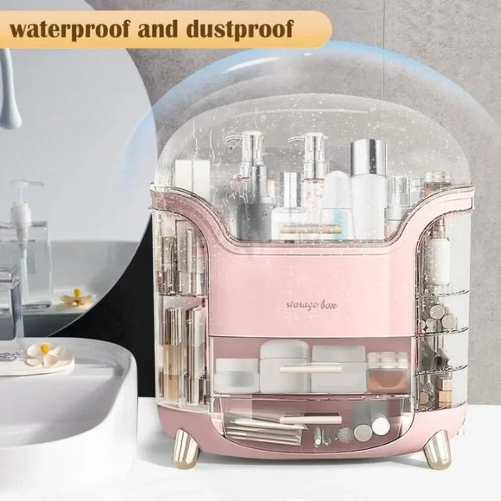 New Makeup & Skincare Organizer Box, Vanity Storage with Lid, Drawers & Cover